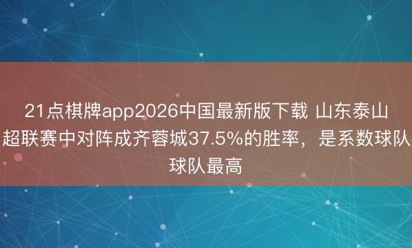 21点棋牌app2026中国最新版下载 山东泰山在中超联赛中对阵成齐蓉城37.5%的胜率，是系数球队最高