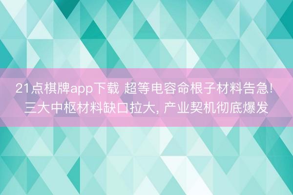 21点棋牌app下载 超等电容命根子材料告急! 三大中枢材料缺口拉大， 产业契机彻底爆发